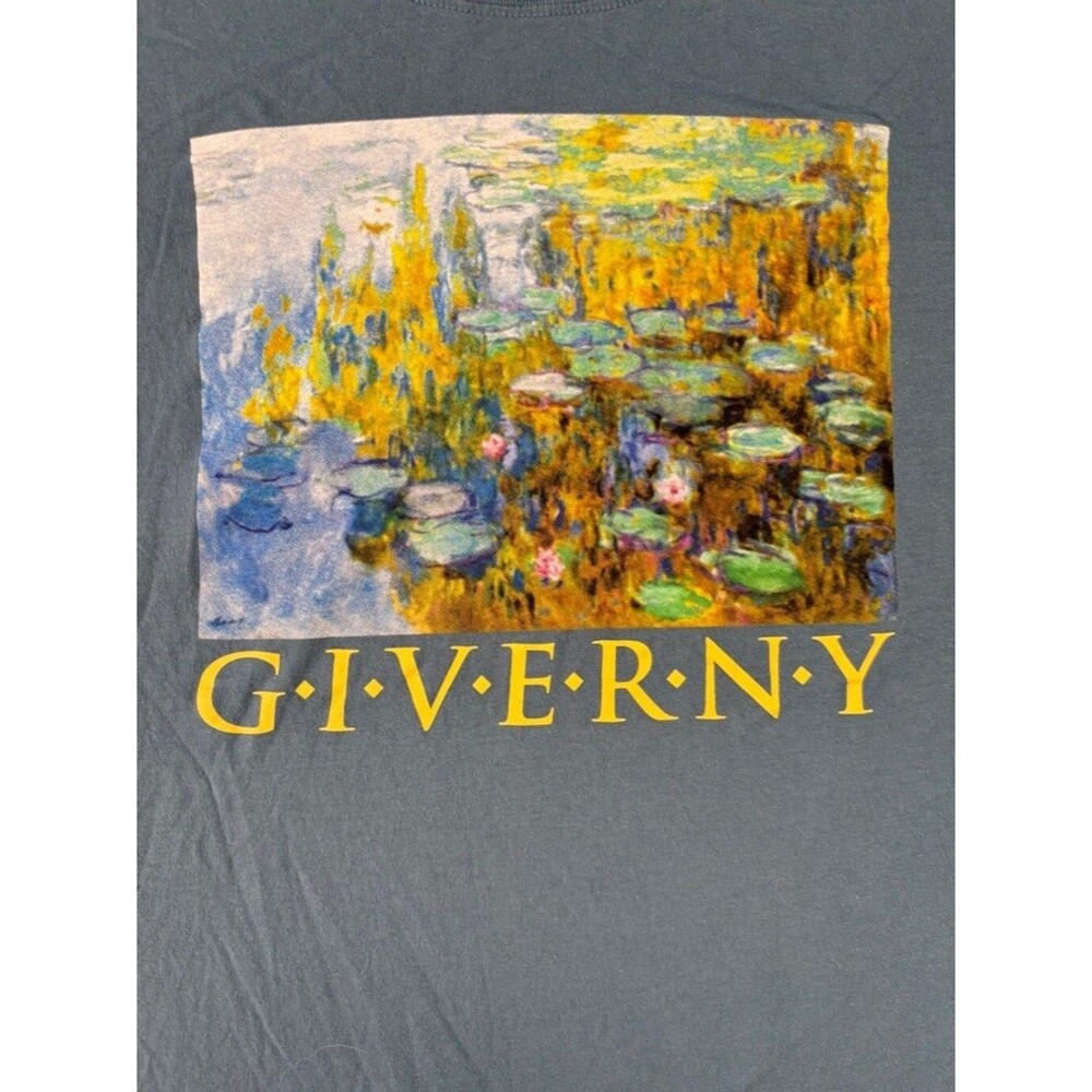 Doe. Giverny painting T-Shirt Men's XL Blue Yellow Wearable art